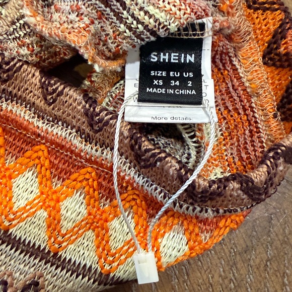 SHEIN Vibrant Knit Crop Top - Orange and Brown XS - Picture 4 of 10